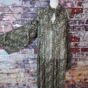 Robert Rodriguez Floral Print Silk Chiffon Cold Shoulder Dress